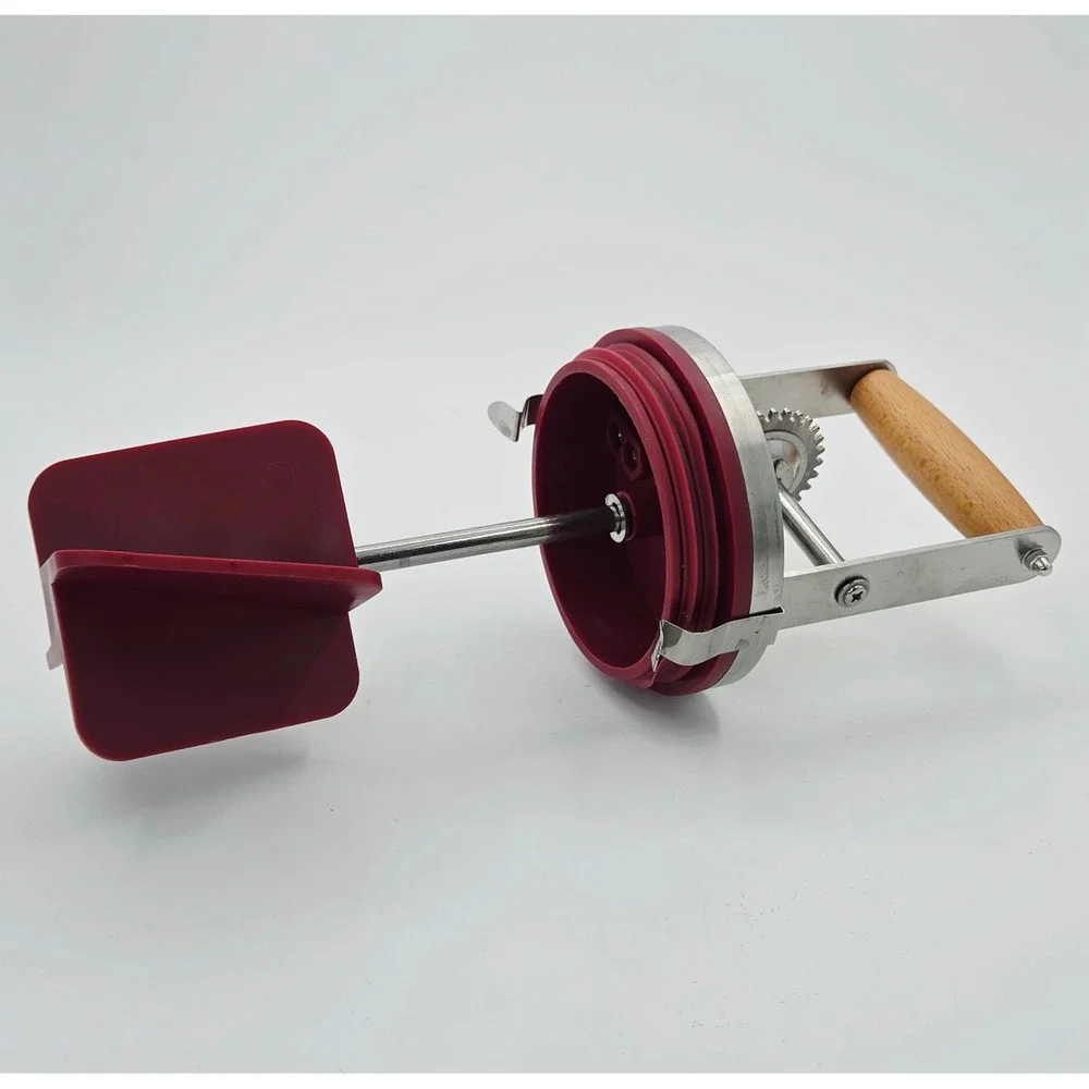 Kilner Hand Crank Butter Churner Attachment Stainless Steel Wooden Handle Red